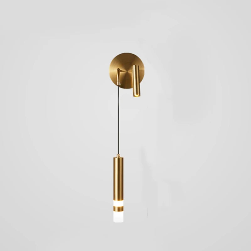 Modern Shadeless LED Aluminum-Acrylic Wall Mounted Painted Hanging Cord Round Cylindrical Wall Lamps/Colors-Black/Gold