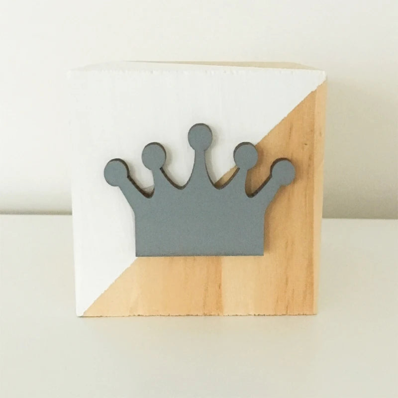 Unisex Room Decoration Customized Square Nature Wood Blocks With A Hearts-Swan-Crown-Popsicles-Ice Cream Cones-Gold Eyelashes Blocks/Colors-White/Pink/Purple/Gray/Gold