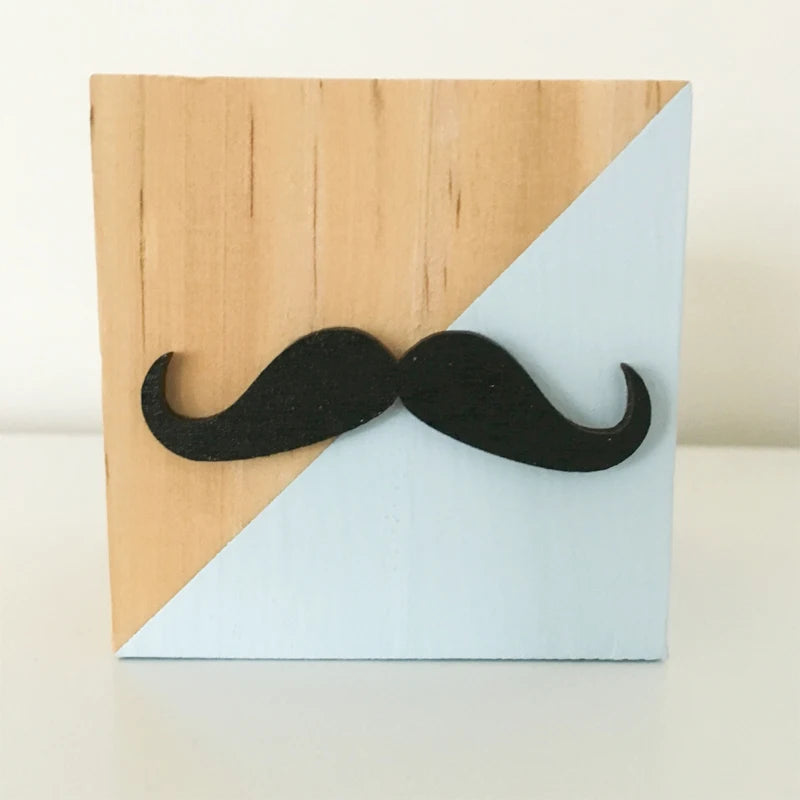 Unisex Room Decoration Customized Square Nature Wood Blocks With A Hearts-Swan-Crown-Popsicles-Ice Cream Cones-Gold Eyelashes Blocks/Colors-White/Pink/Purple/Gray/Gold