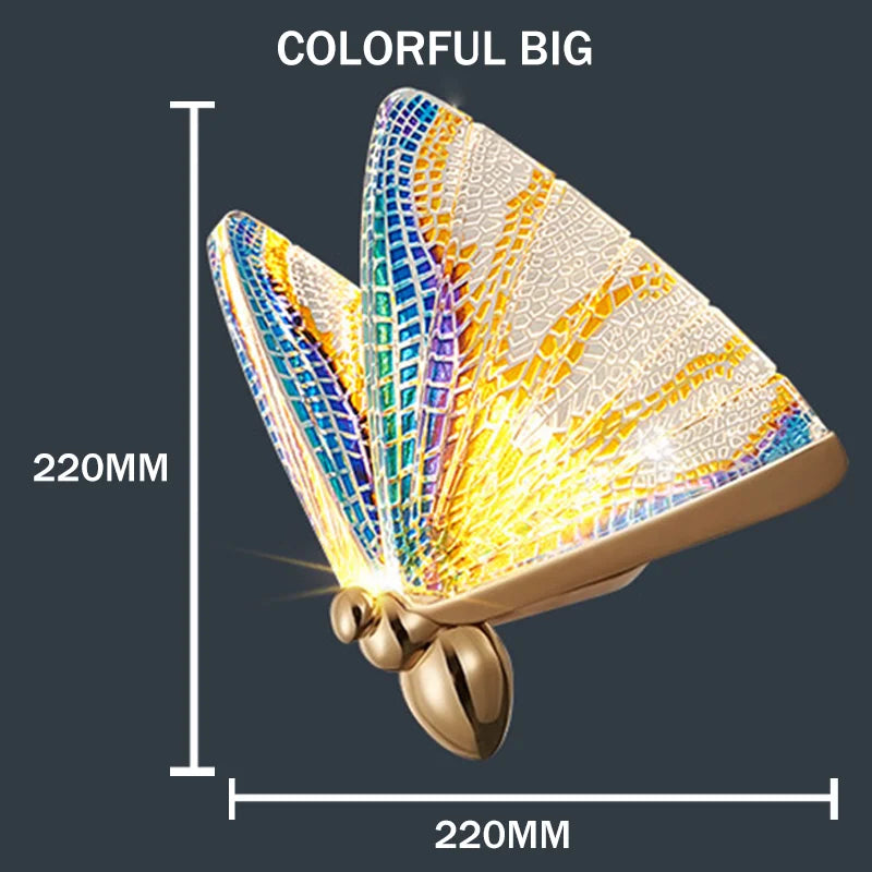 Gold Butterfly Shape Clear Glass Shade Up-Down Position Warm-Cool Dimmable LED Wall Mounted Iron Light Fixtures/Bulb Not Included/E27 Bulb Cap Type