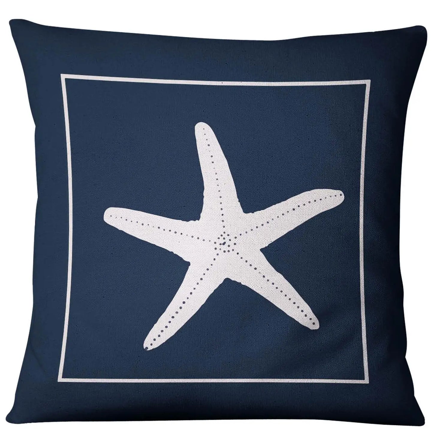 Blue Shell Starfish Linen / Cotton Throw Pillow Cover /Colors-Blue/Red/Animal