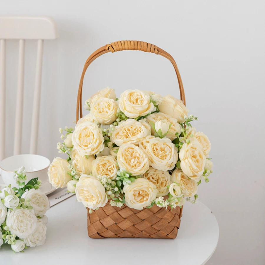 Indoor Artificial Silk-Plastic Flowering Peony Bouquets Plants/Colors-Rose Pink/Yellow/Light Pink/Blue/Dark Pink/White/Rose