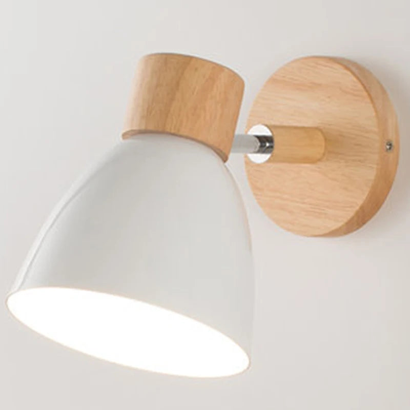 Nordic Iron Plain Dyed Up-Down Shade Direction Wall Mounted Wood Base Wall Lamps/Colors-White/Green/Yellow/Black/Gray/Pink/Bulb Cap Type E27