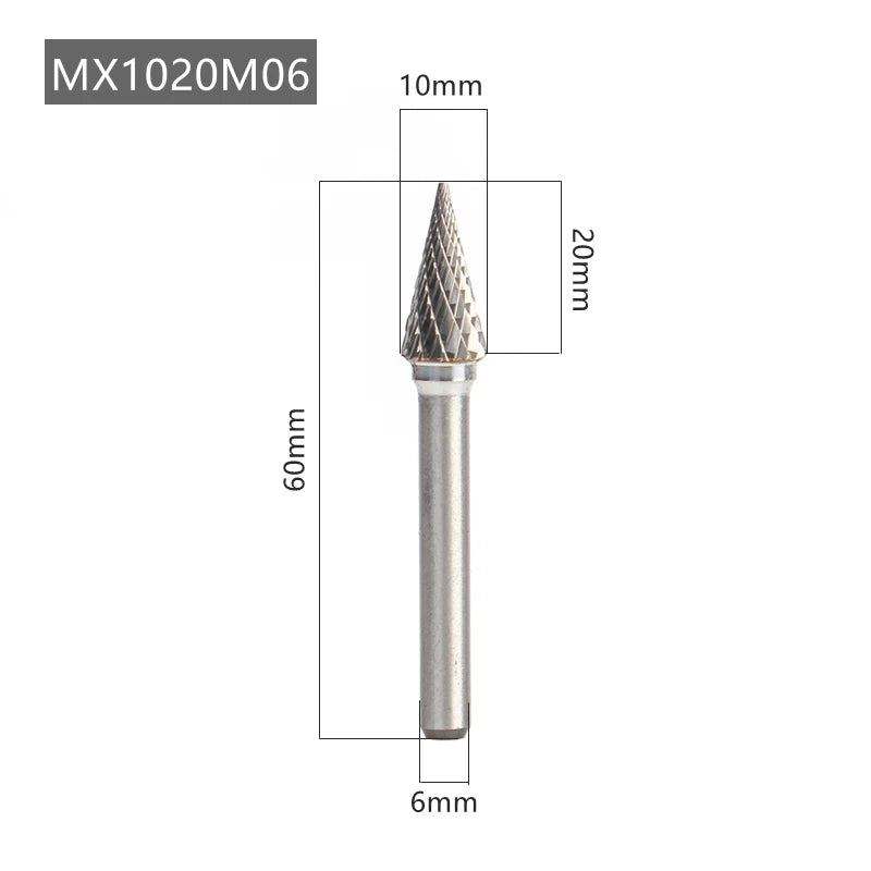 YG8 Alloy Rotary File 1Pc MX Type Double Slot Tungsten Carbide Wood Carving Grinding Head Hard Metal Milling Cutter For Copper