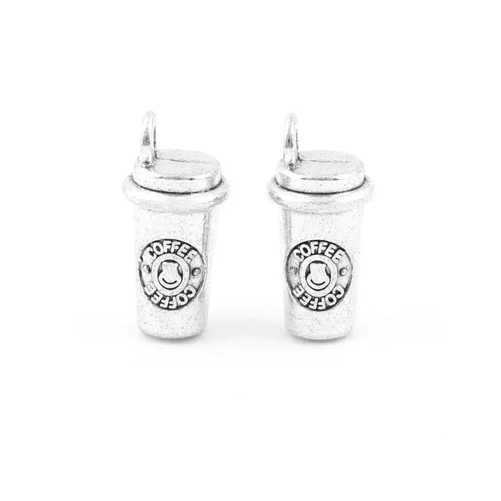 10 PCS Adults-Teens Metal Silver 3D Coffee Cup Charms Imitation DIY Craft Making Kits