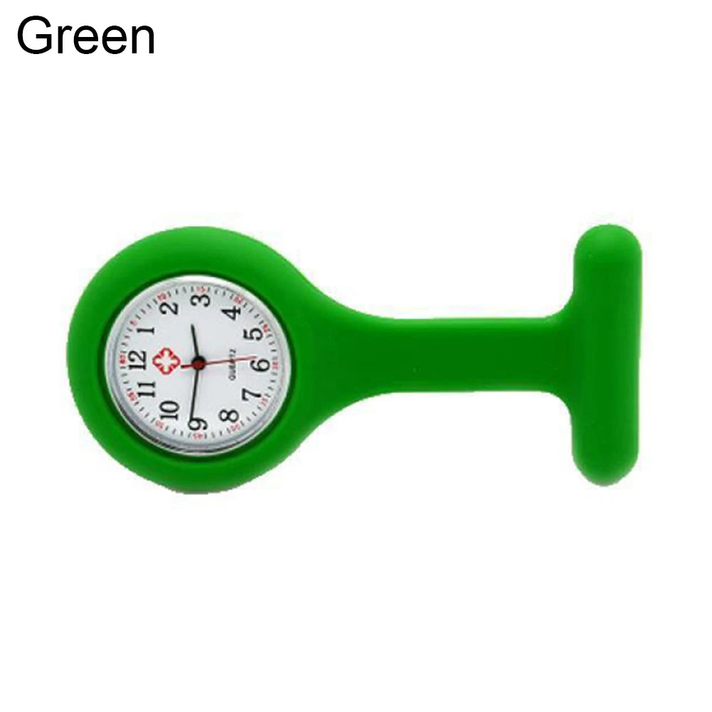 Women Round Multicolor Glass Face Quartz Analog Display Silicone Covered Nurses Pinned Fob Pocket Watch/Colors-Green/Dark Green/Royal Blue/Water Blue/Sky Blue/Light Pink/Pink/Purple/Yellow/Orange/Rosy Red/Red/Black/White