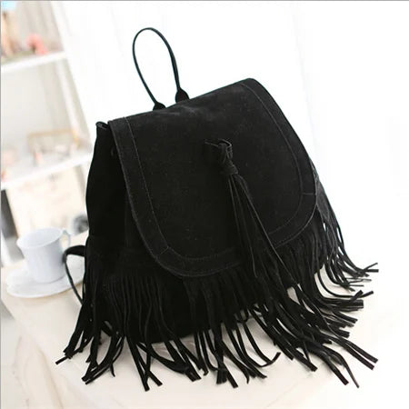 Adults Women DIDABEAR PU Polyester Tassel Backpacks/Straps-Handles/Colors-Black/Brown/Red