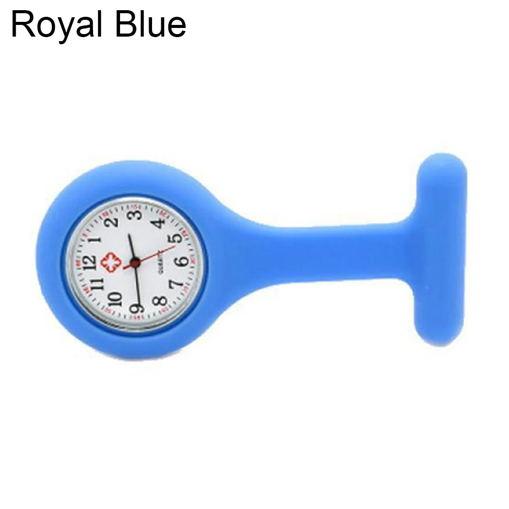 Women Round Multicolor Glass Face Quartz Analog Display Silicone Covered Nurses Pinned Fob Pocket Watch/Colors-Green/Dark Green/Royal Blue/Water Blue/Sky Blue/Light Pink/Pink/Purple/Yellow/Orange/Rosy Red/Red/Black/White