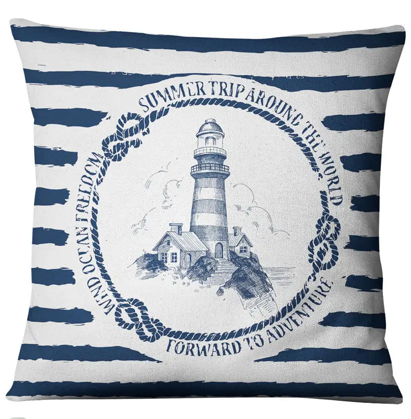 Blue Shell Starfish Linen / Cotton Throw Pillow Cover /Colors-Blue/Red/Animal