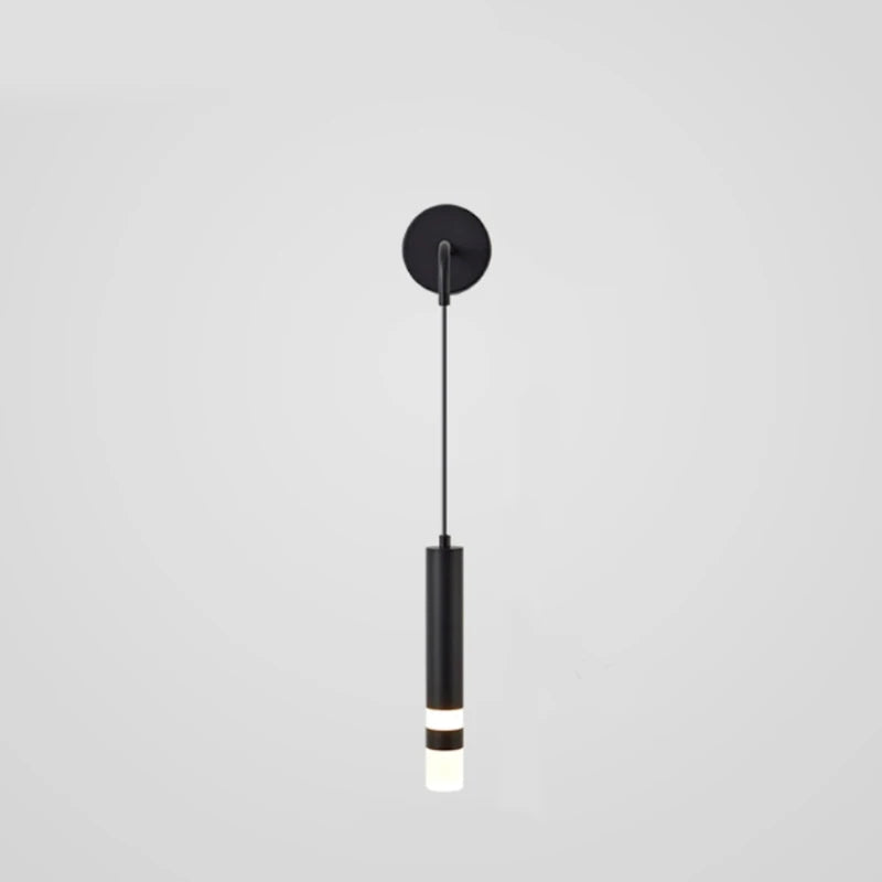 Modern Shadeless LED Aluminum-Acrylic Wall Mounted Painted Hanging Cord Round Cylindrical Wall Lamps/Colors-Black/Gold