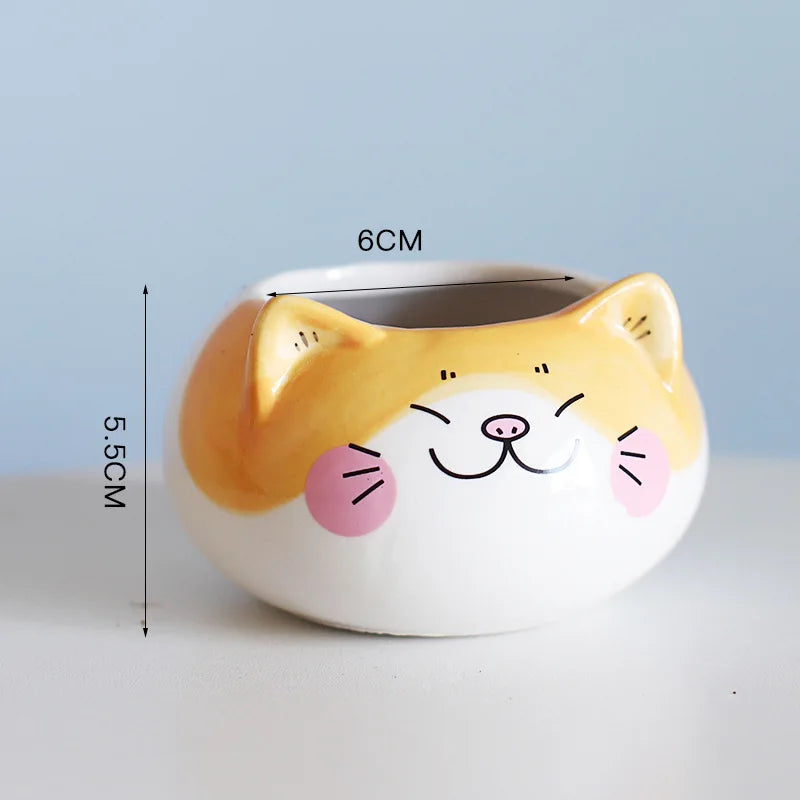 Ceramic Animal Potted Creative Cute Animal Succulent Plant Small Flower Pot Cute Desktop Art Ornaments Giraffe Panda Flower Vase