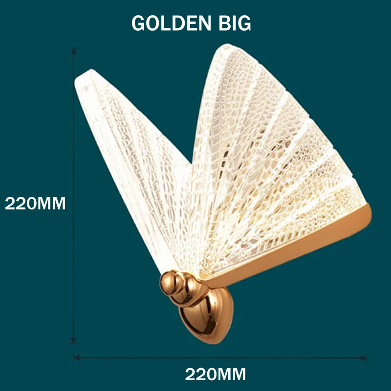 Gold Butterfly Shape Clear Glass Shade Up-Down Position Warm-Cool Dimmable LED Wall Mounted Iron Light Fixtures/Bulb Not Included/E27 Bulb Cap Type