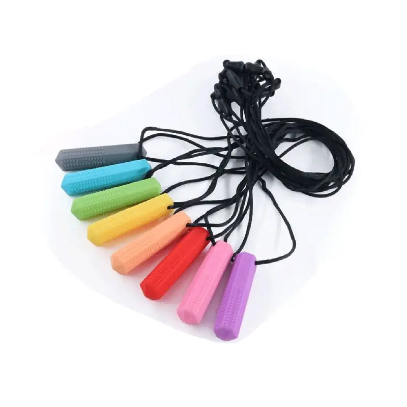 Baby Silicone Teether Necklaces/Ages: 1-2 Years Old/Colors-Yellow/Black/Red/Multicolor/Blue/Green/Pink