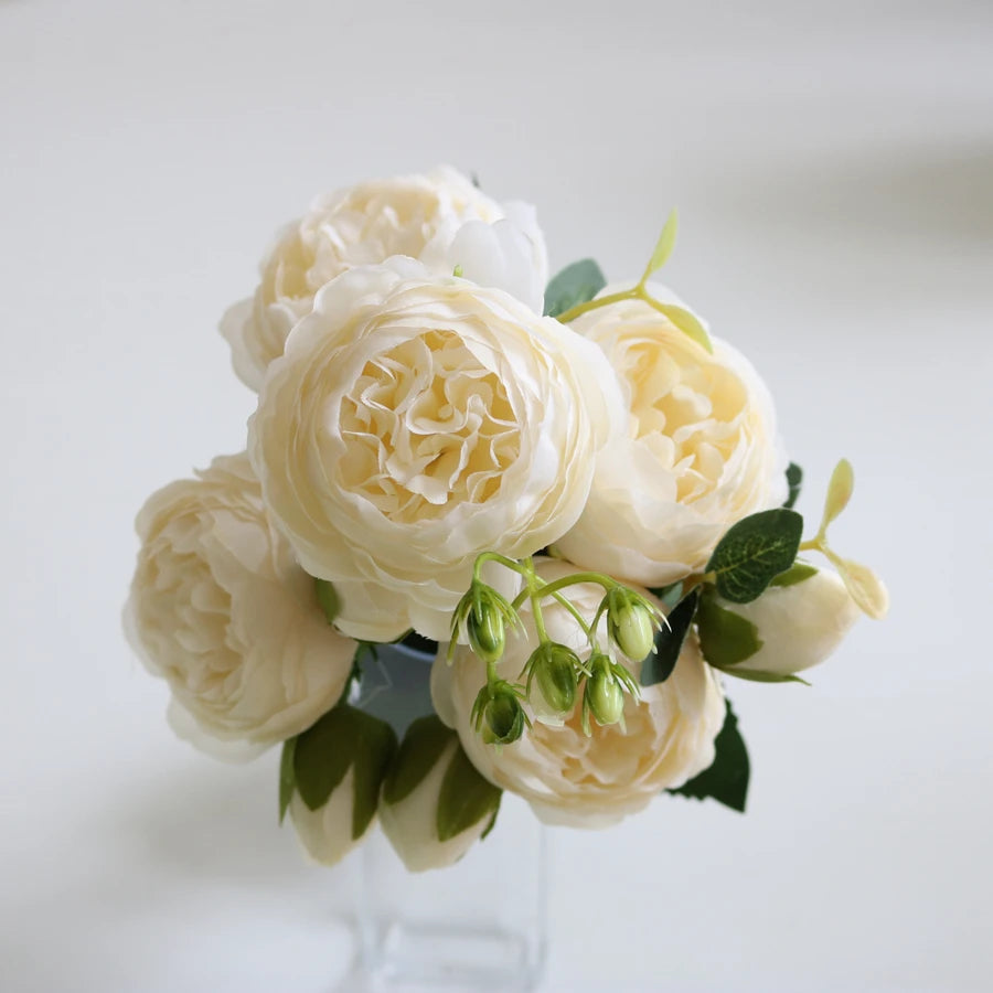 Artificial Floral Rosales Silk-Plastic-Wire Peony Rose Bouquets