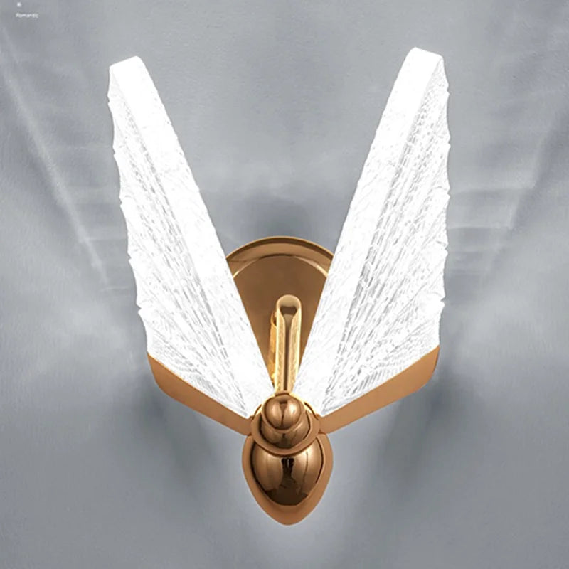Gold Butterfly Shape Clear Glass Shade Up-Down Position Warm-Cool Dimmable LED Wall Mounted Iron Light Fixtures/Bulb Not Included/E27 Bulb Cap Type