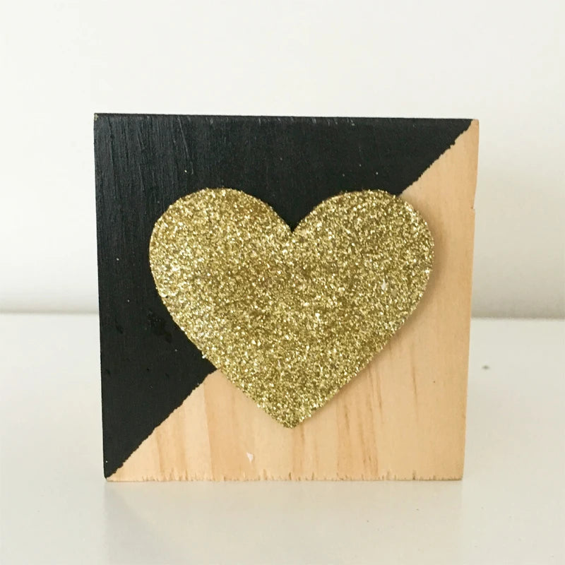 Unisex Room Decoration Customized Square Nature Wood Blocks With A Hearts-Swan-Crown-Popsicles-Ice Cream Cones-Gold Eyelashes Blocks/Colors-White/Pink/Purple/Gray/Gold