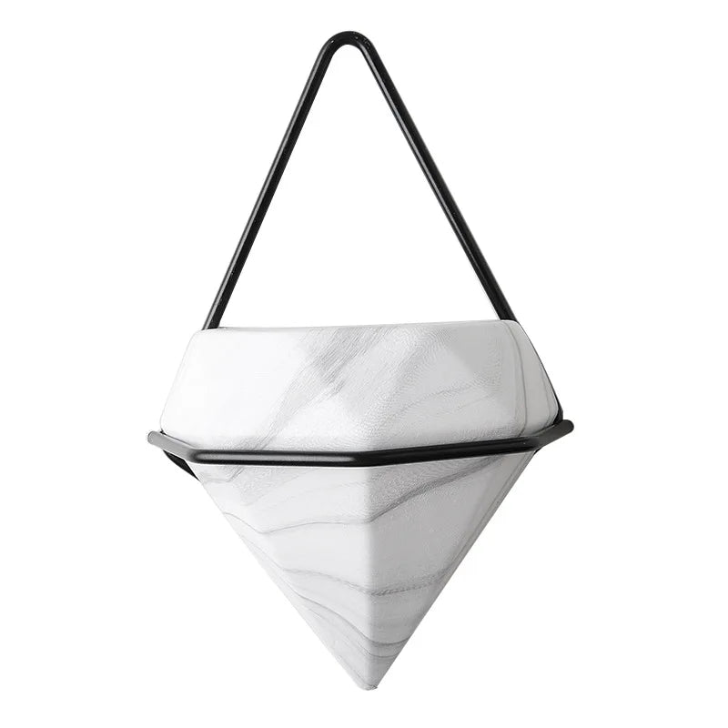Marble Pattern Wall Hanging Flower Pot Creative Artificial Plant Dried Flower Pot Ceramic Flower Pot
