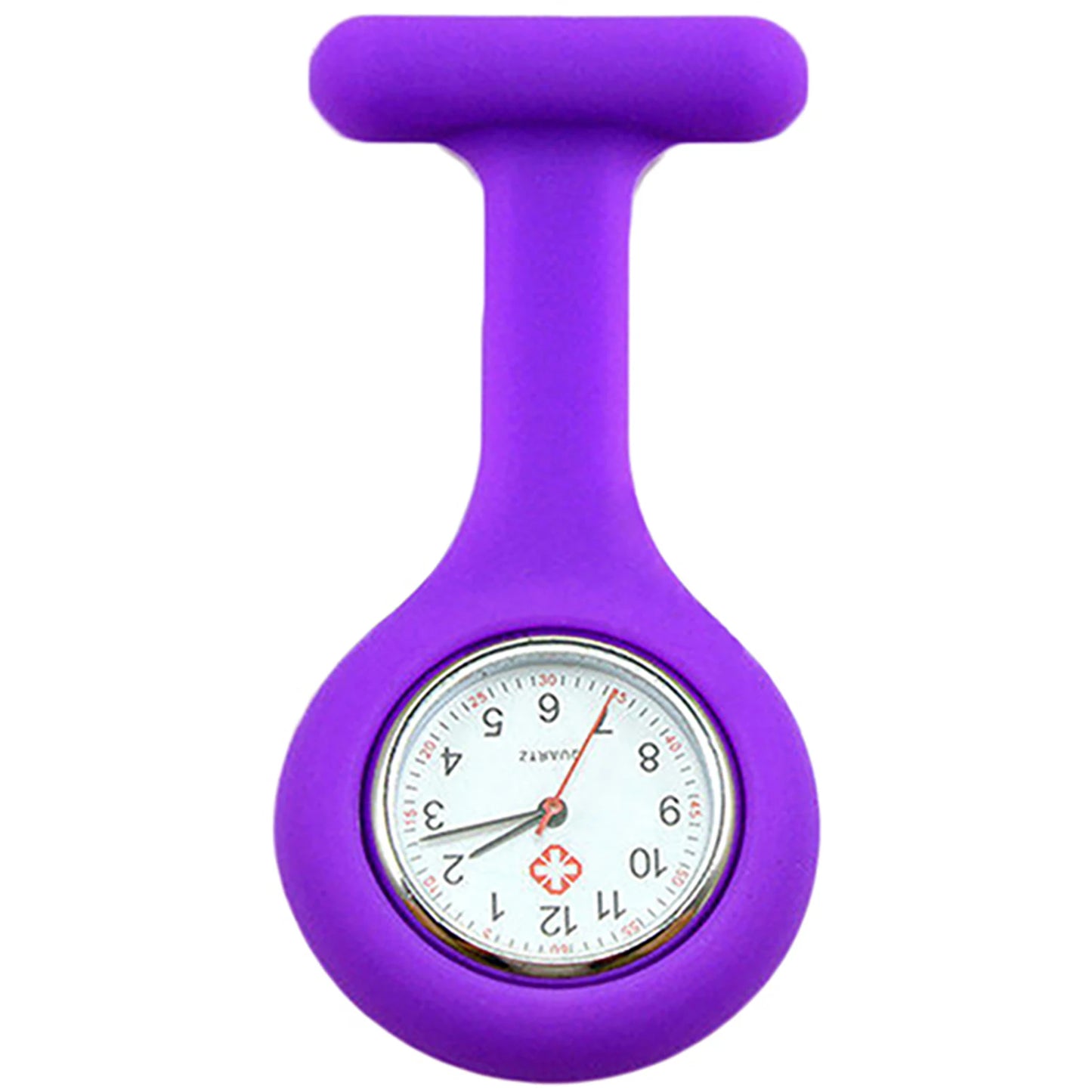 Women Round Multicolor Glass Face Quartz Analog Display Silicone Covered Nurses Pinned Fob Pocket Watch/Colors-Green/Dark Green/Royal Blue/Water Blue/Sky Blue/Light Pink/Pink/Purple/Yellow/Orange/Rosy Red/Red/Black/White
