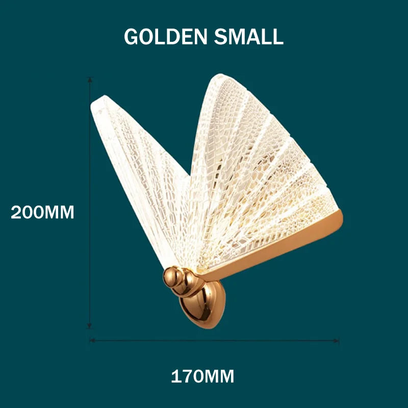 Gold Butterfly Shape Clear Glass Shade Up-Down Position Warm-Cool Dimmable LED Wall Mounted Iron Light Fixtures/Bulb Not Included/E27 Bulb Cap Type