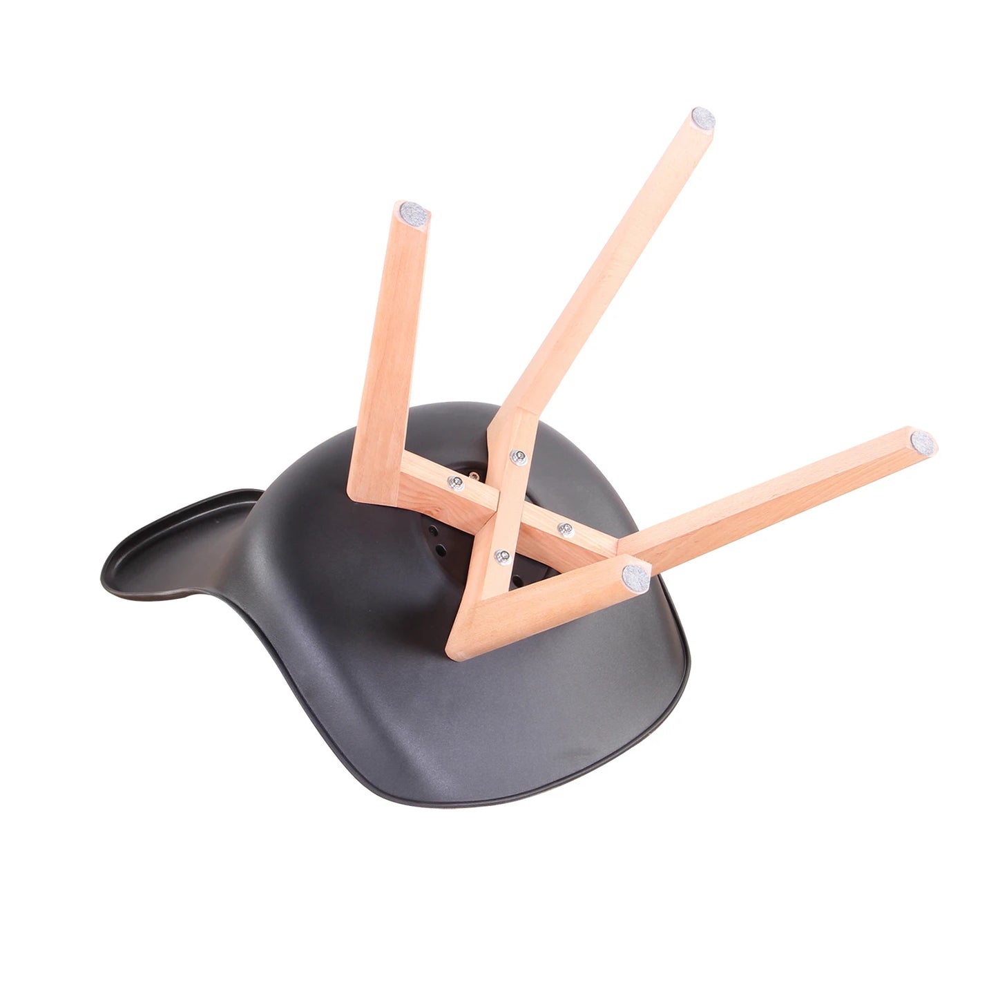 2/4/6 pcs Mid-Century Dining Black Plastic Shell Backrest Lounge Upholstered Faux Leather Cushion Paver Chairs/ Solid Beech Wood Legs