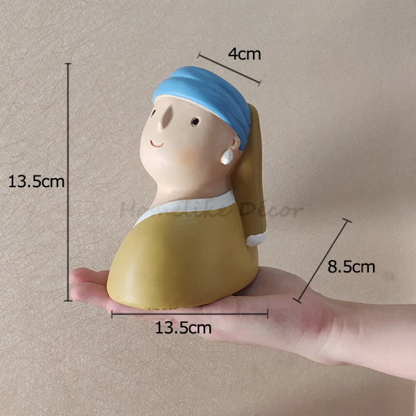 Cartoon Portrait Flower Pot Resin Planter Succulent Plants Flowerpots Pencil Holder Desktop Vase Figurines Home Table Decoration