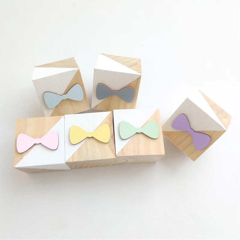 Unisex Room Decoration Customized Square Nature Wood Blocks With A Hearts-Swan-Crown-Popsicles-Ice Cream Cones-Gold Eyelashes Blocks/Colors-White/Pink/Purple/Gray/Gold