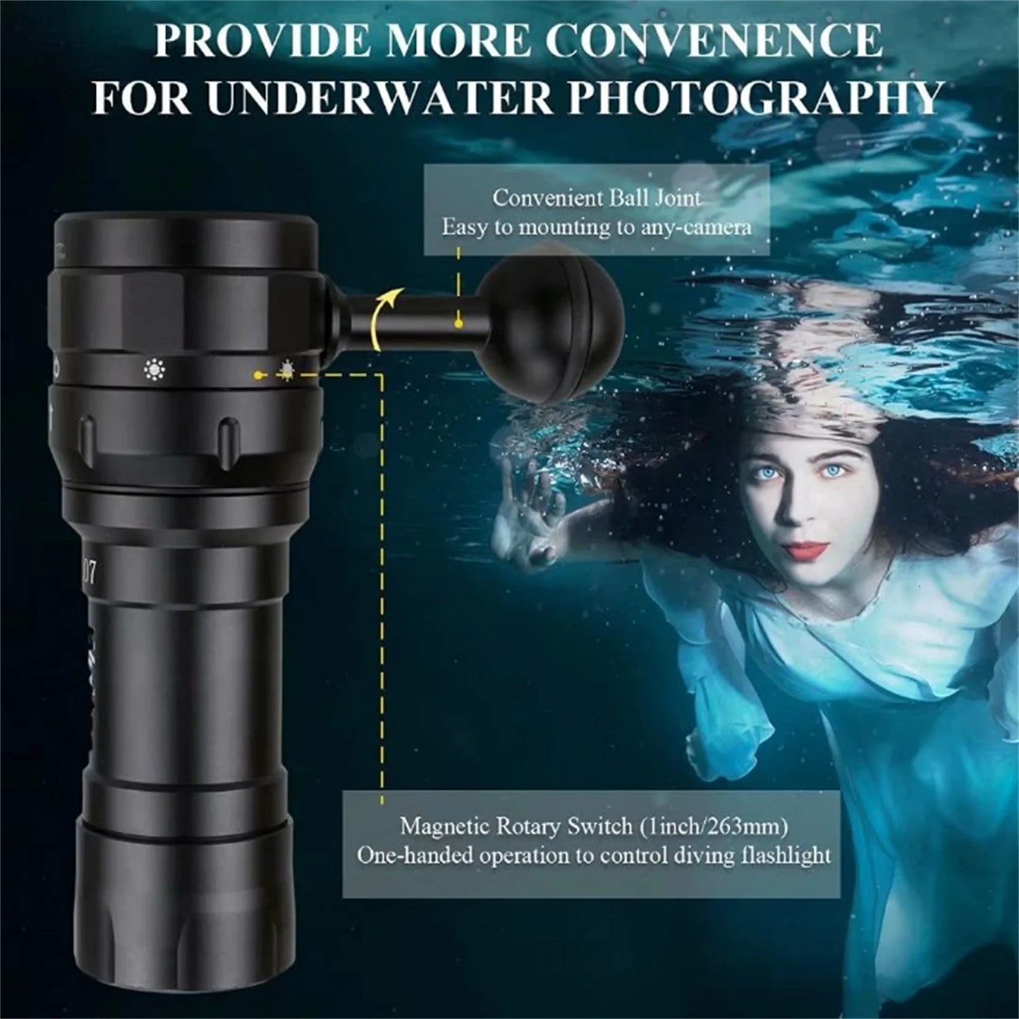 Wurkkos DL07 Dive Flashlight Mulit Color LED White Red Light Rechargeable Rotary Switch Waterproof Powerful 26650 Flood and Spot