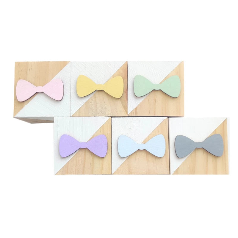 Unisex Room Decoration Customized Square Nature Wood Blocks With A Hearts-Swan-Crown-Popsicles-Ice Cream Cones-Gold Eyelashes Blocks/Colors-White/Pink/Purple/Gray/Gold