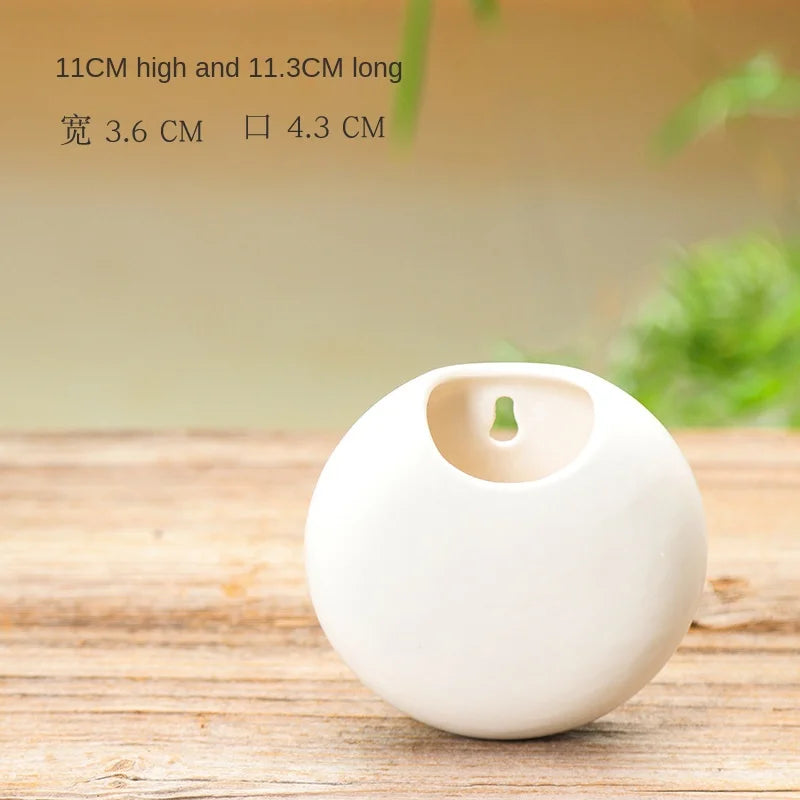 No-EN-Name-Null Indoor Corrosion Resistant Handmade Porcelain Ceramic Black-White Round Shaped Wall Mounted Hanging Flowerpots Planters