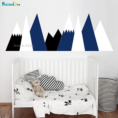 Baby-Kids Modern Customized Nature Multicolored Mountains Single-Piece Die-Cut Vinyl Wall Decals/Colors-Black/White/Gray/Multicolor