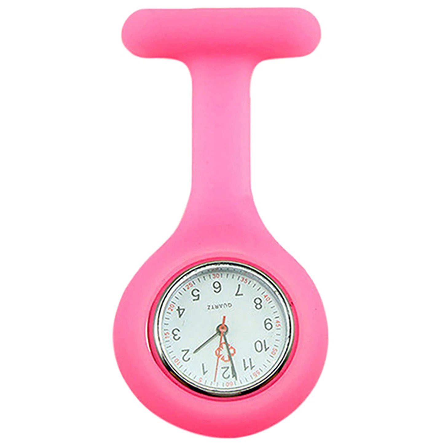 Women Round Multicolor Glass Face Quartz Analog Display Silicone Covered Nurses Pinned Fob Pocket Watch/Colors-Green/Dark Green/Royal Blue/Water Blue/Sky Blue/Light Pink/Pink/Purple/Yellow/Orange/Rosy Red/Red/Black/White