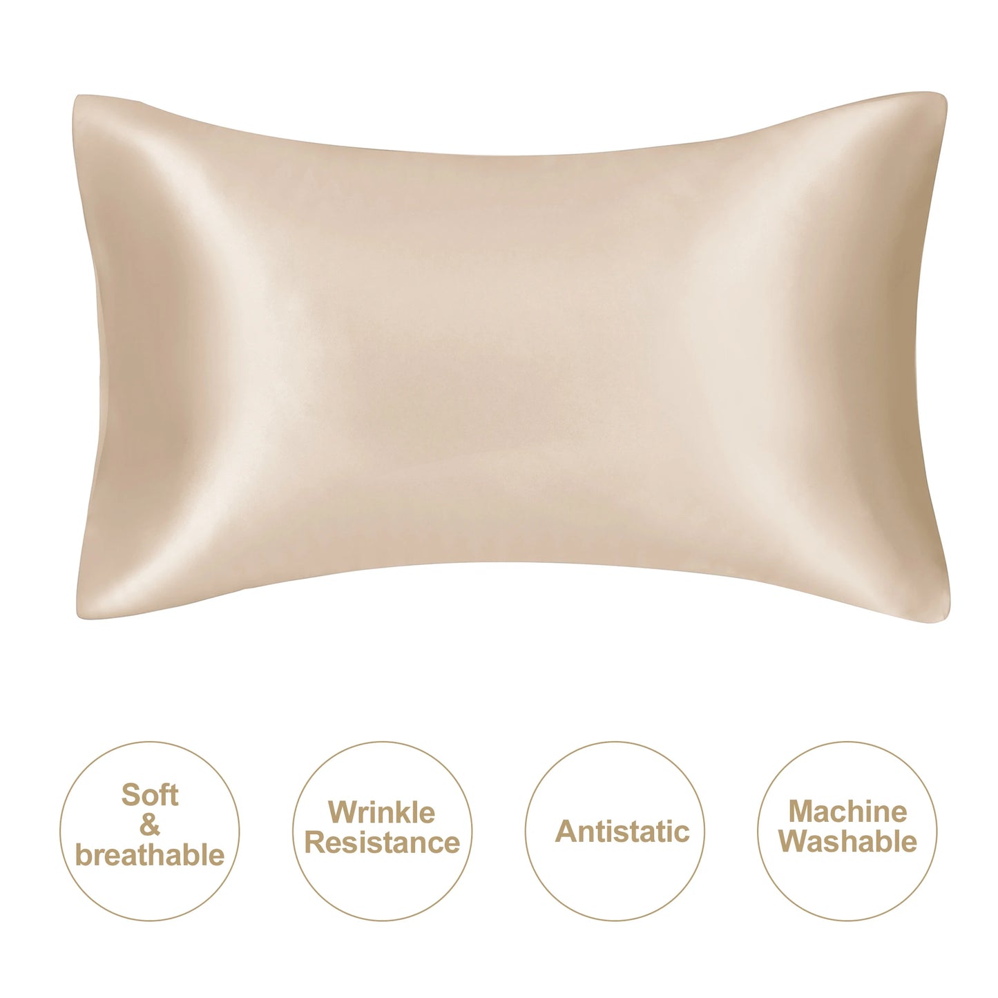 Juwen Silk Stain Pillowcases Covers/Colors-Purple/Pink/Beige/White/ Blue/Black/Standard Queen Machine Washable/ Tumble Dry