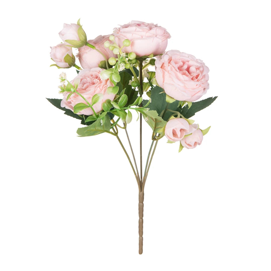 Indoor Artificial Silk-Plastic Flowering Peony Bouquets Plants/Colors-Rose Pink/Yellow/Light Pink/Blue/Dark Pink/White/Rose