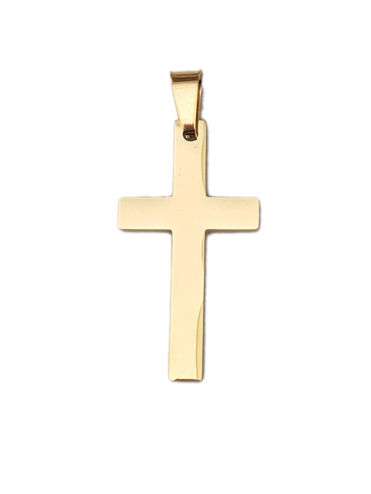 Adults Unisex Fine Imitation Bronze-Titanium Steel Metal 18K Silver-Gold Plated Polished Cross Charms-Pendants