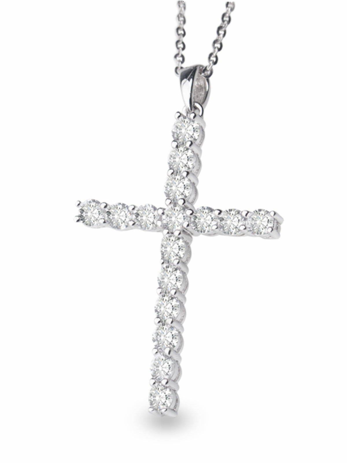 18K Gold Necklace Light Luxury Minority Moissanite Diamond Clavicle Chain Silver Cross Choker Rose Gold Platinum Pendant