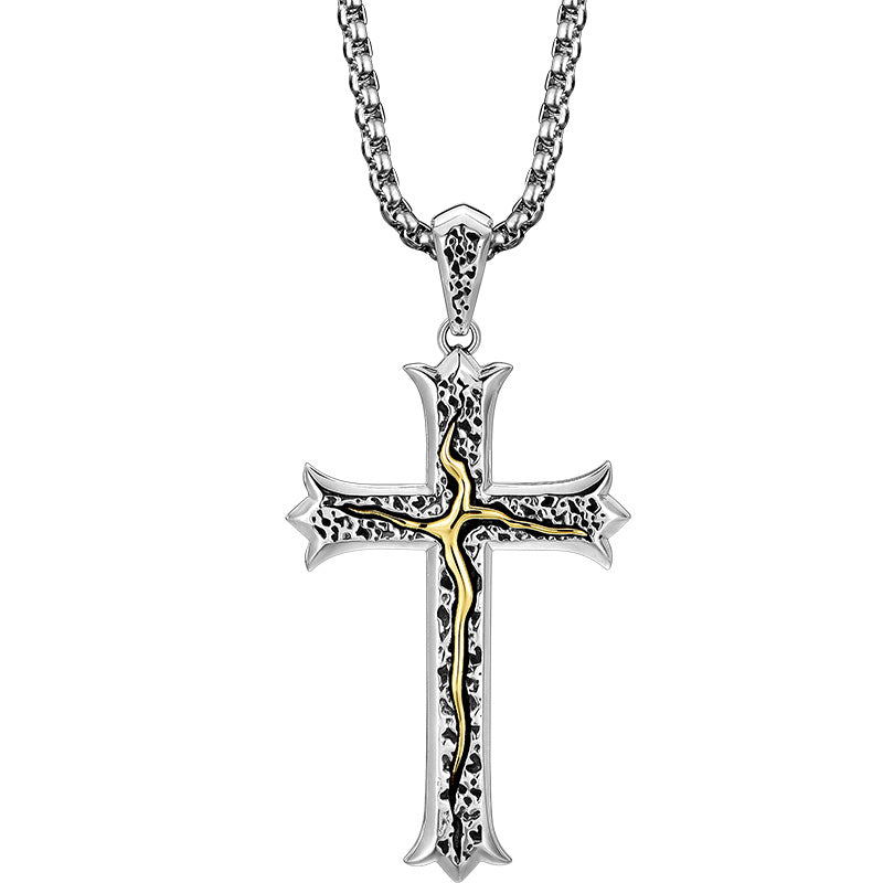 MYSH Sterling Silver Tree of Life Cross Necklace Men's Pendant Easiest for Match Fancy Handsome Pendant Original Design