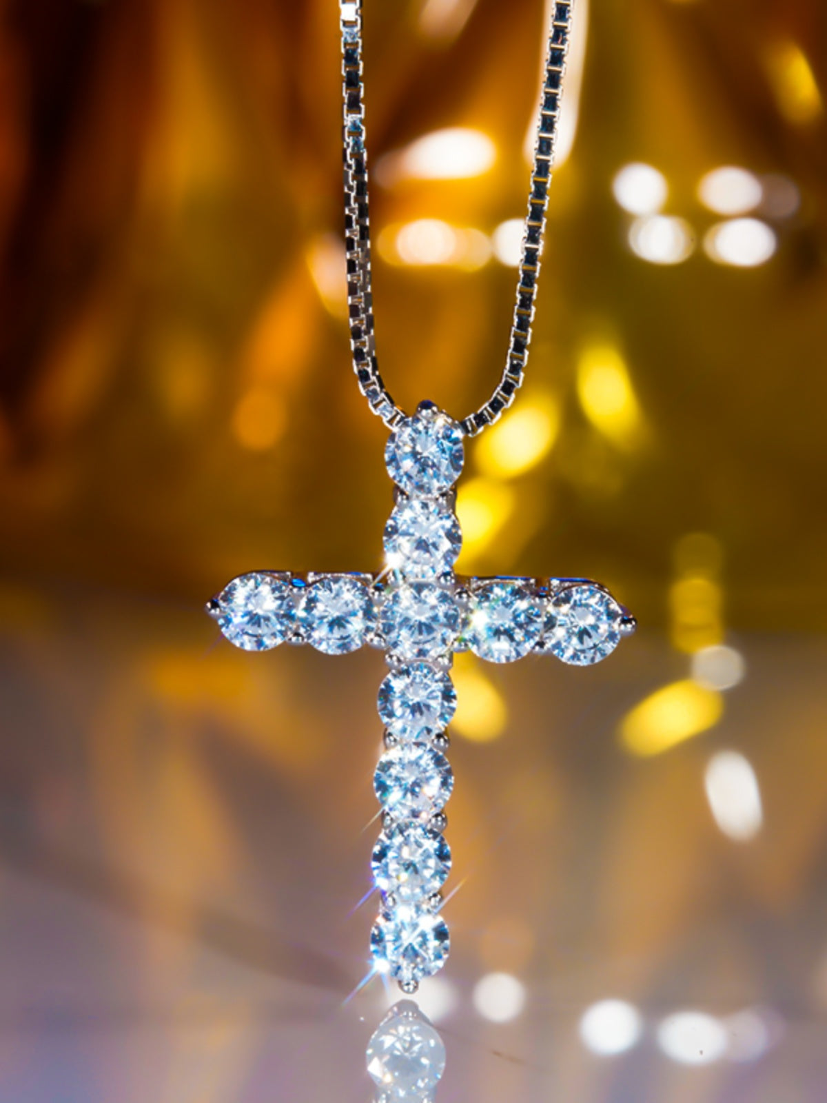 18K Gold Necklace Light Luxury Minority Moissanite Diamond Clavicle Chain Silver Cross Choker Rose Gold Platinum Pendant