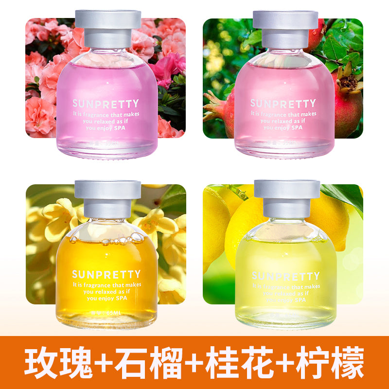 HOMEGUARDS Any 4 Bottles Set Home Essential Oils Air Fresheners/Colors-Yellow/White/Pink/Clear/Multicolor/Senses-Lemon/Osmanthus/Ocean/Gulong/Rose/Pomegranate/Lavender/Cologong