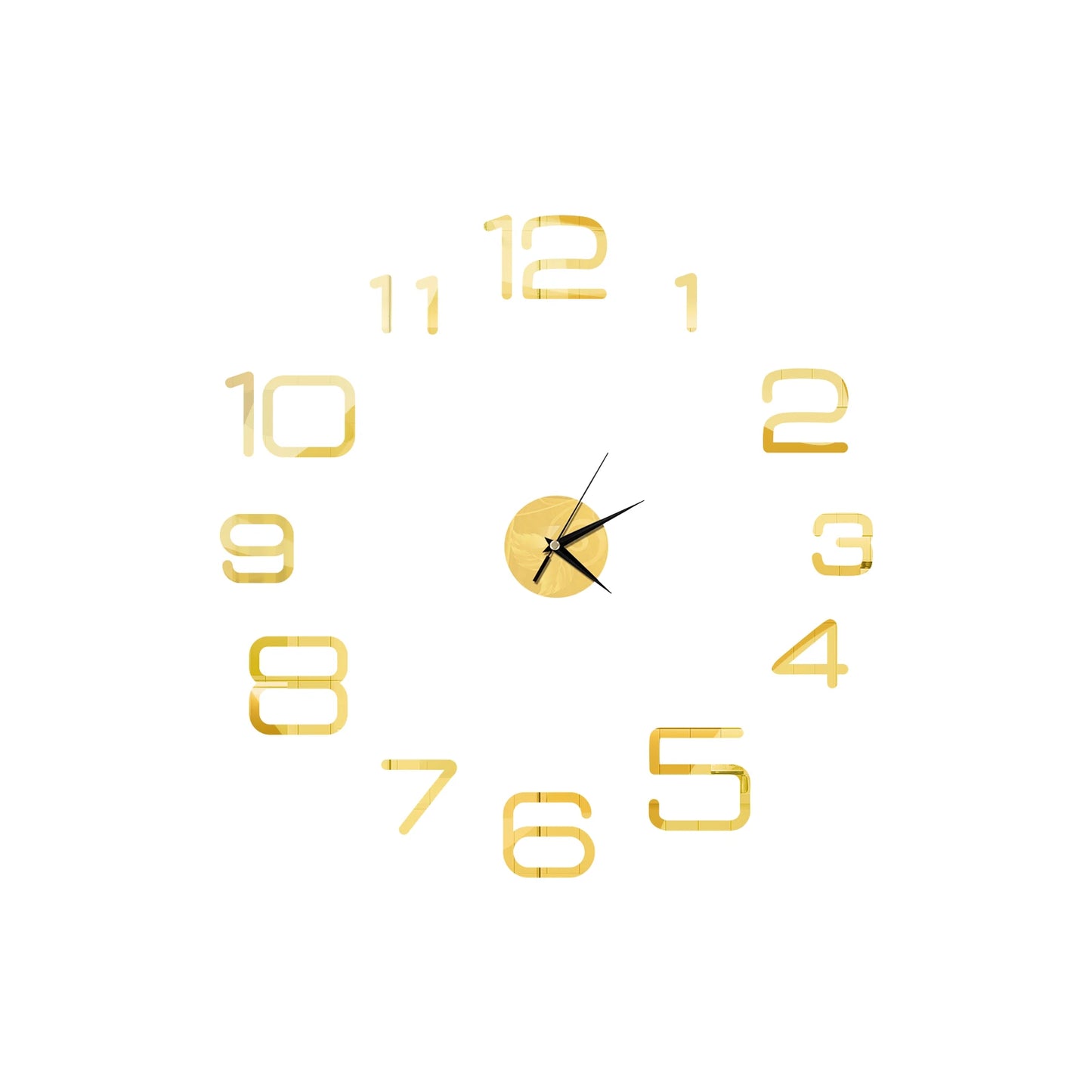 Self-Adhesive Waterproof Vapor-Proof Non-Toxic Safe Acrylic 3D Mirror Wall Clock Decals/Colors-Black/Silver/Gold