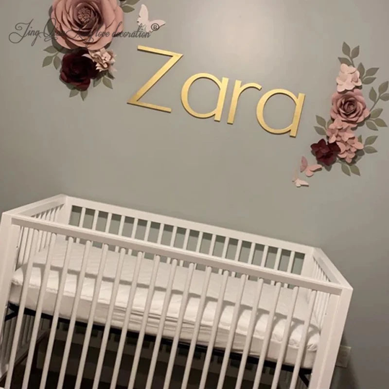 Baby-Kids Wood Custom Glowing-In-The-Dark-Letters Of Their Name Plaques/Colors-White/Pink/Gold/Black/Beige