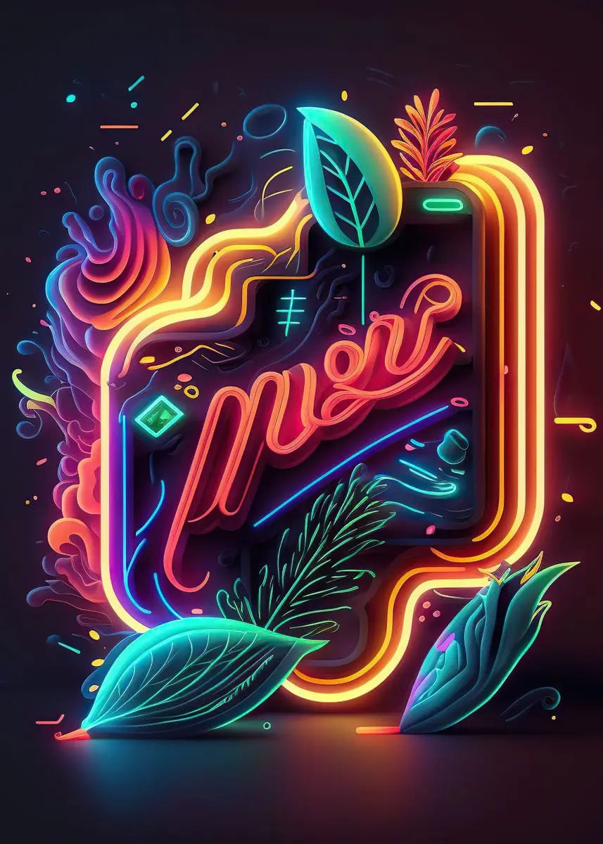 Unframed Modern Cotton Canvas Cartoon Neon Fast Food/Soft Drinks Prints/Colors-White/Blue/Multicolor
