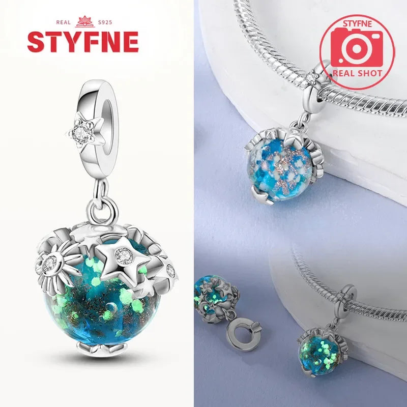 925 Sterling Silver Firefly Charms Glow in The Dark Pendant For Original Bracelet for Women fine Jewelry Love Gifts Diy