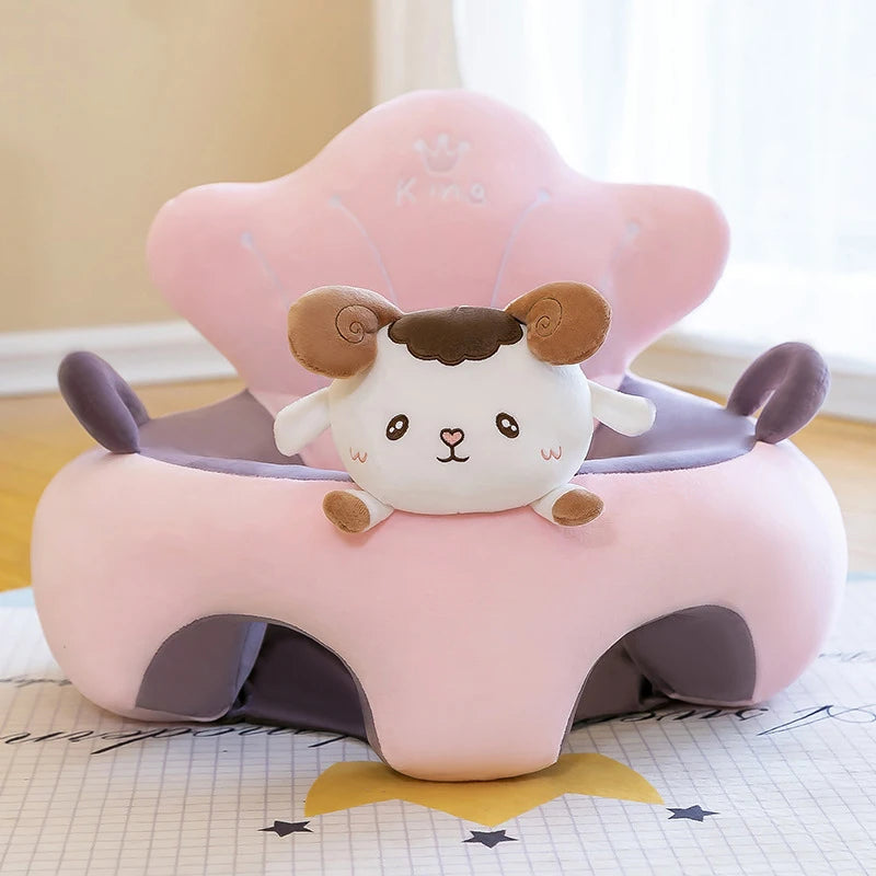 Babies Upholstered Super Soft Velvet Cartoon Animals Faces Learning To Sit Comfortable Plush Chairs/Ages: Fits 3 Months-2 Years Old/No Filling/Colors-Animals Multicolor