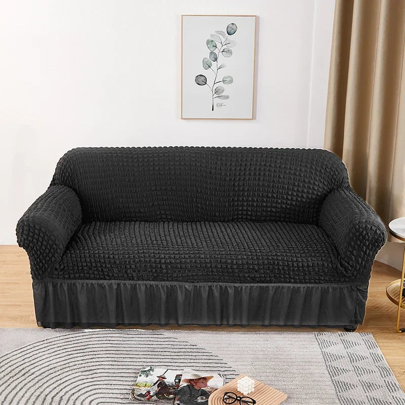 1-4 Seaters Small-X Large Solid Color Printed Polyester-Spandex Elastic Stretch Sofa L-Shape Slipcovers/Colors-Gray/White/Beige/Brown/Pink/Red