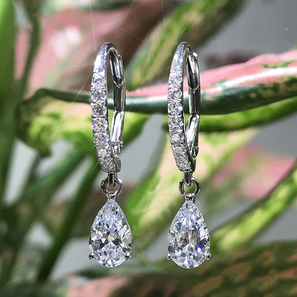 Valuable Lab Emerald Diamond Dangle Earring Jewelry 925 Sterling silver Party Wedding Drop Earrings for Women Engagement Gift