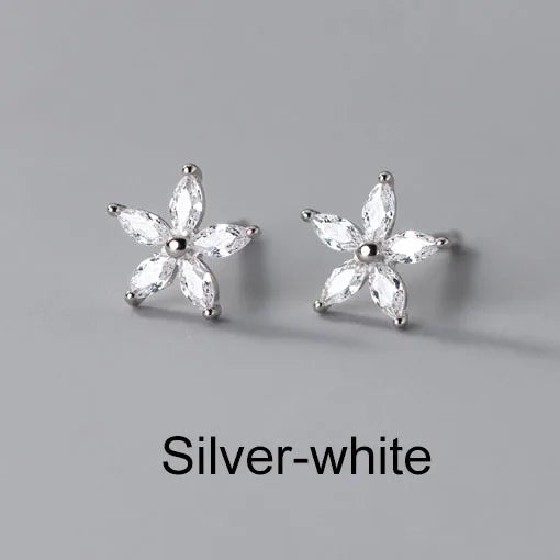 INZATT Real 925 Sterling Silver Colourful Zircon Star Stud Earrings For Women Party Trendy Fine Jewelry Minimalist Accessories