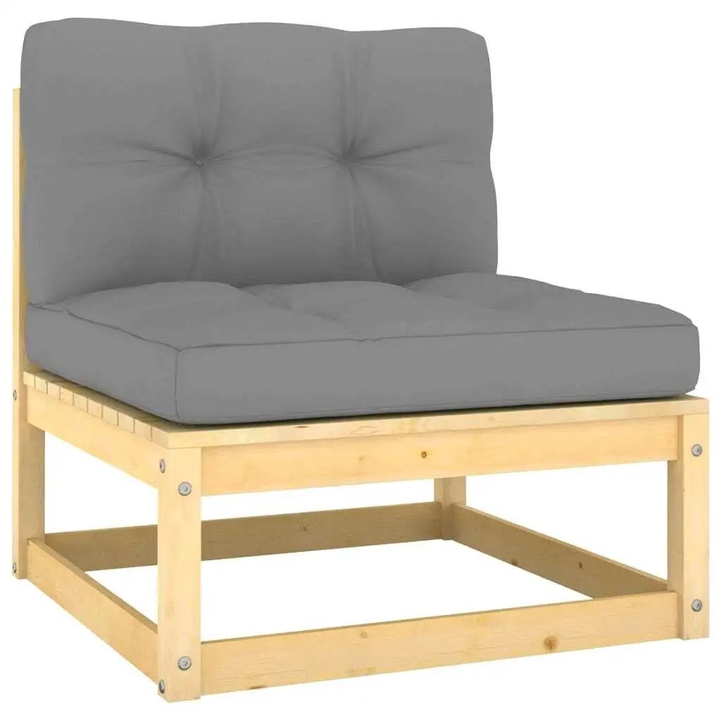 Stylish Outdoor 9-Piece Solid Pine Wood Patio Lounge Set / 100 % Polyester Cushions/Colors- Gray/Brown/