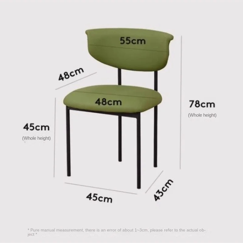 Upholstered Real-Life French Cream Style Genuine Leather Cushion Dining Chairs/ Metal Frame Legs/Colors-Beige/Black/Green/Yellow