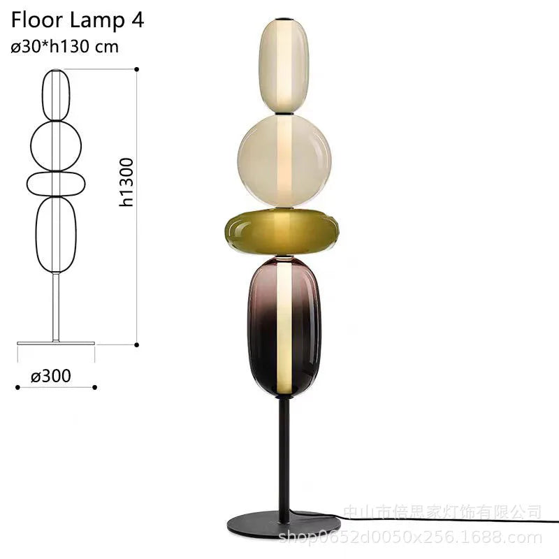 Modern Italian Colorful LED Glass Blown Bubble Cord Metal Base Table Lamps/Colors-Multicolor/Red/Black