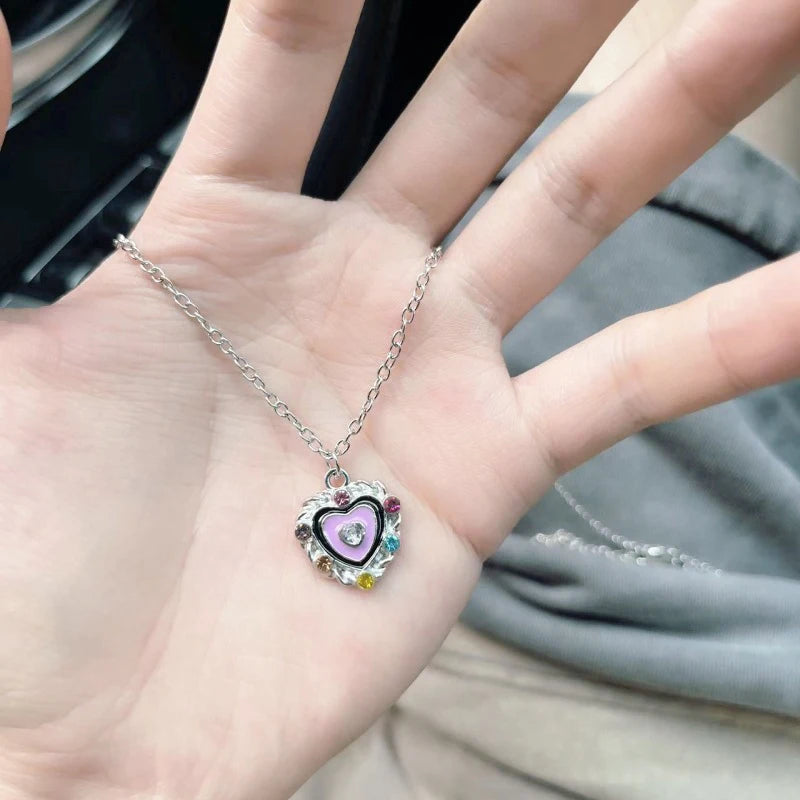 No-EN-Name-Null Adults Women Vintage Imitation Zinc Alloy Metals Imitation Bohemian Natural Crystal Stones Flower Dangle-Hearts-Smiling Star Multicolored Beaded Pendant Necklaces/Colors-Floral/Multicolor
